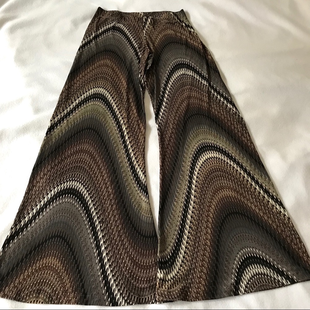 Veronica M Brown Patterned Wide Leg Pants